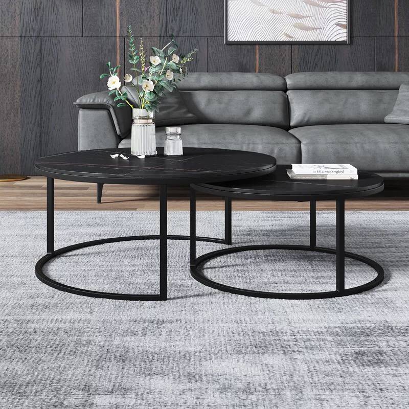 Harmony Black marble coffee table set