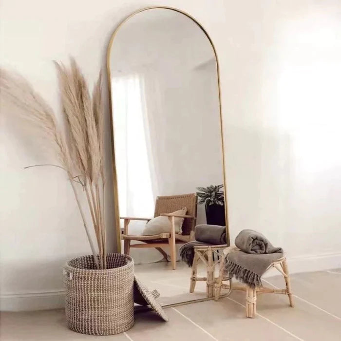 ARCH MIRROR WITH GOLD ALUMINUM FRAME "Multi Sizes"