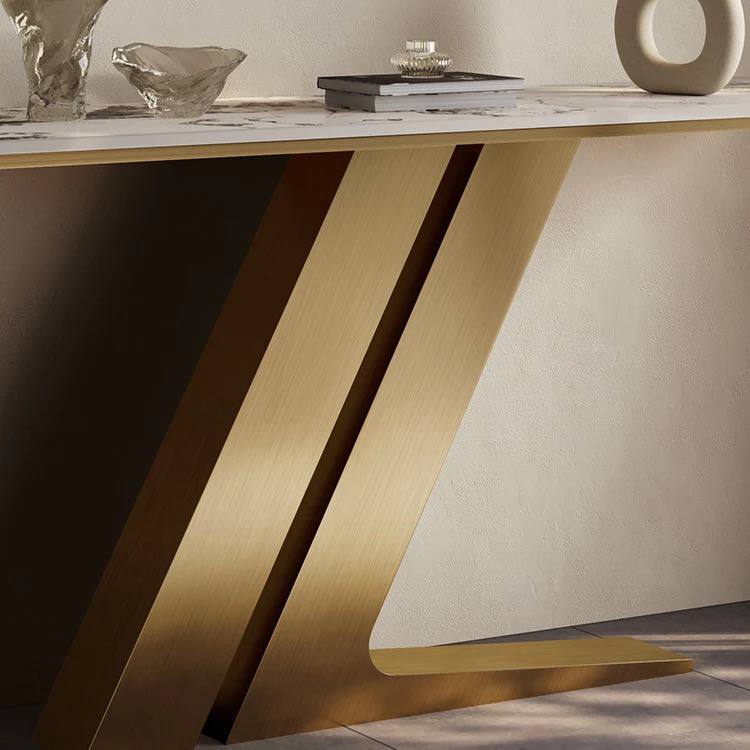 Beso Console Table Made of High-Quality Metal and Marble Top