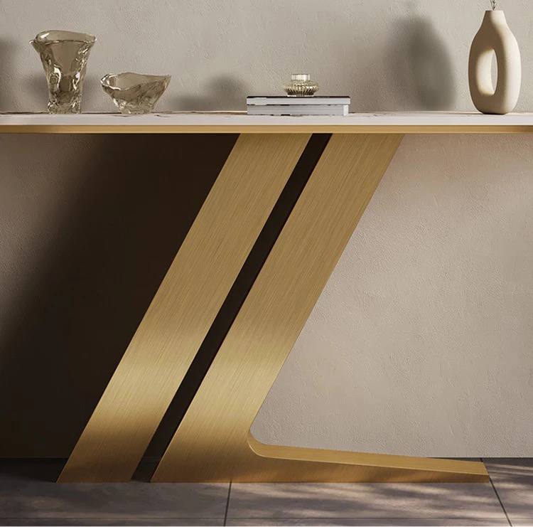 Beso Console Table Made of High-Quality Metal and Marble Top