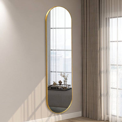 Oval Wall Mirror golden aluminum frame