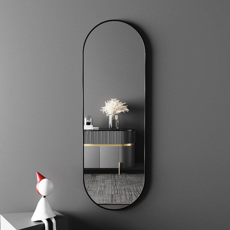 Oval Wall Mirror Black aluminum frame