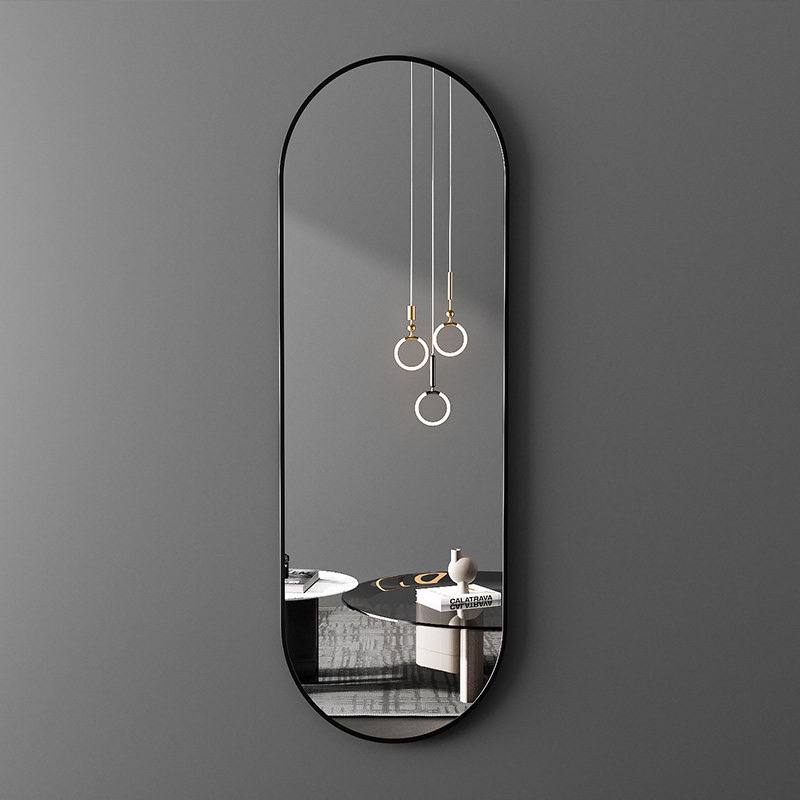 Oval Wall Mirror Black aluminum frame