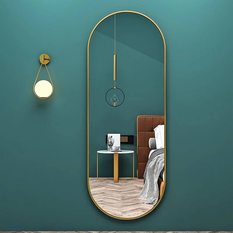 Oval Wall Mirror golden aluminum frame