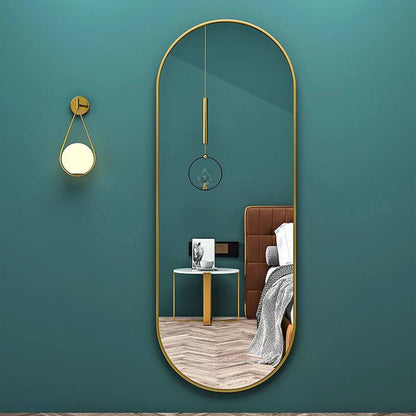 Oval Wall Mirror golden aluminum frame