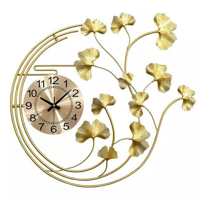 Custom Design Gold Leaf Metal Art Wall Clock