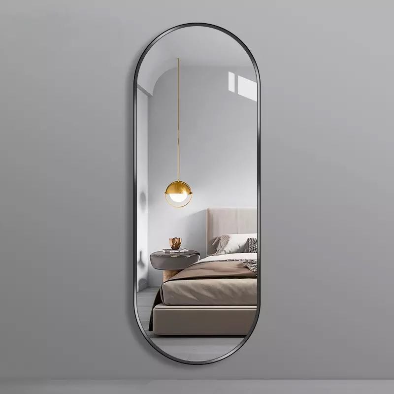 Oval Wall Mirror Black aluminum frame