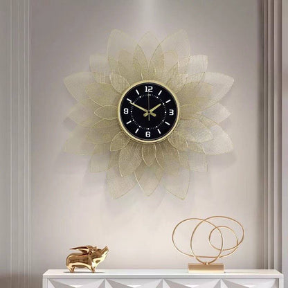 Luxury Flower Design Hanging golden wall clock