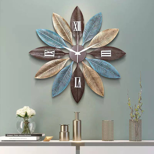 Metal Leaf Wall Clock