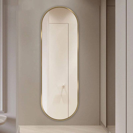 Oval Wall Mirror golden aluminum frame