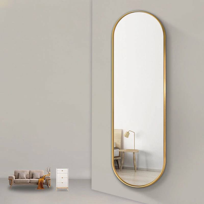 Oval Wall Mirror golden aluminum frame