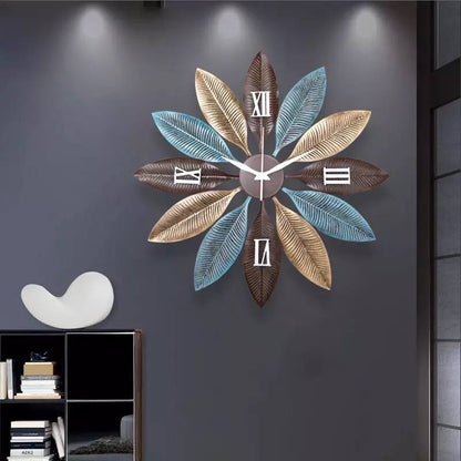 Metal Leaf Wall Clock