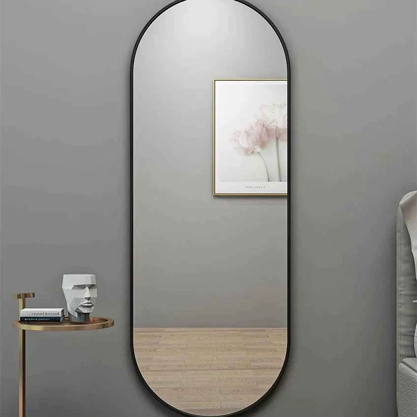 Oval Wall Mirror Black aluminum frame