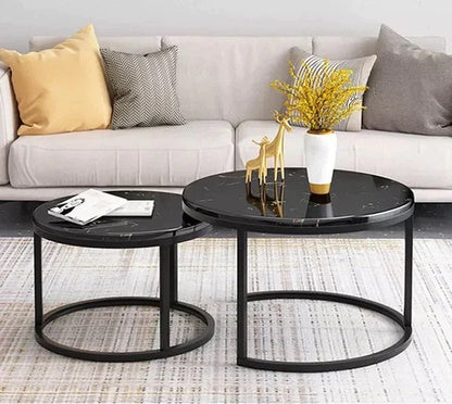 Harmony Black marble coffee table set