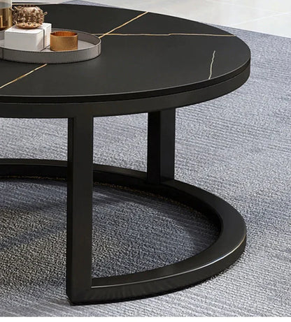 LUXURY BLACK MARBLE COFFEE TABLE SET