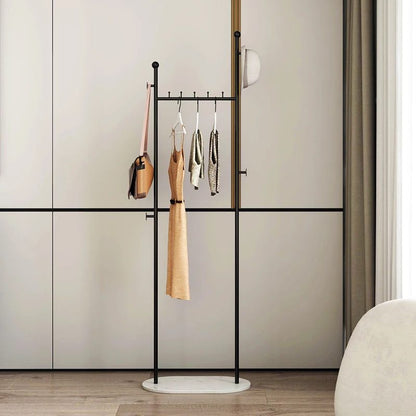 Clothes rack with basket and marble base (black)