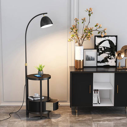 Dynamic floor lamp black with drawer