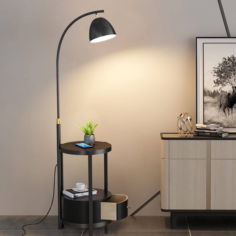 Dynamic floor lamp black with drawer