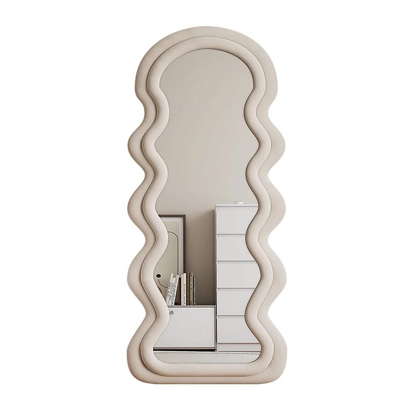 Wavy velvet mirror (Beige)