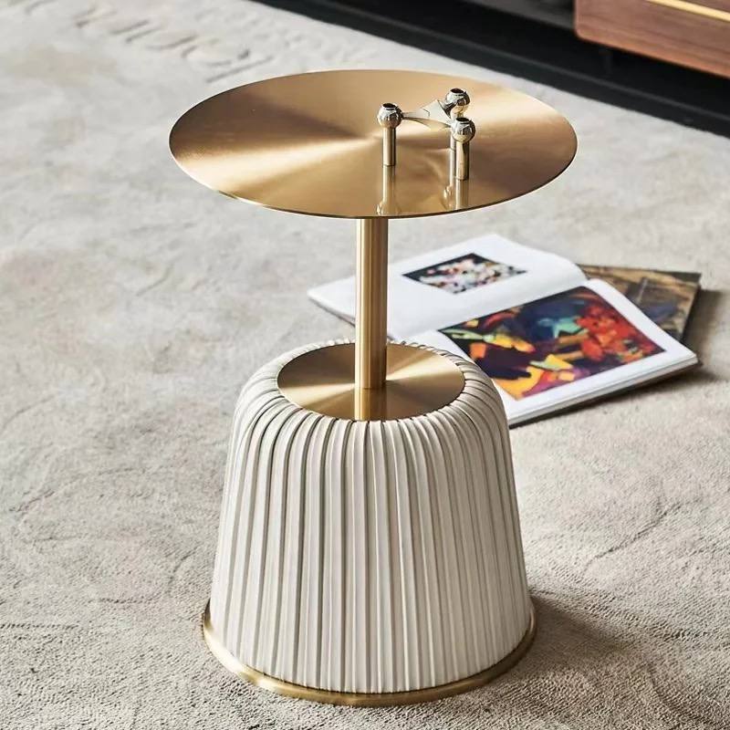 OUNA leather side table (beige)