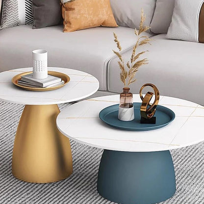 Modern luxury marble coffee table set (gold and blue)