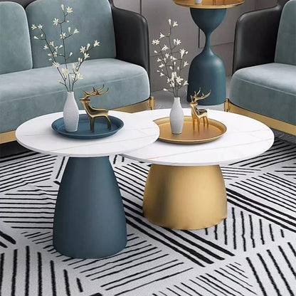 Modern luxury marble coffee table set (gold and blue)