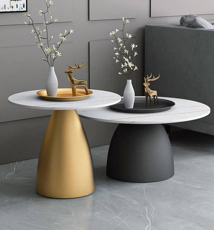 Modern luxury marble coffee table set (gold and black)