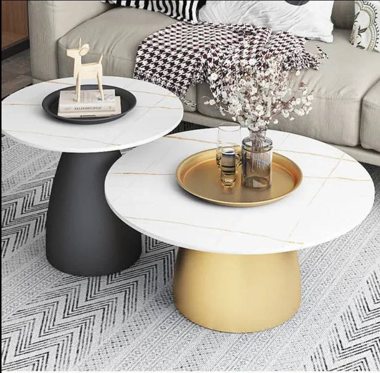 Modern luxury marble coffee table set (gold and black)