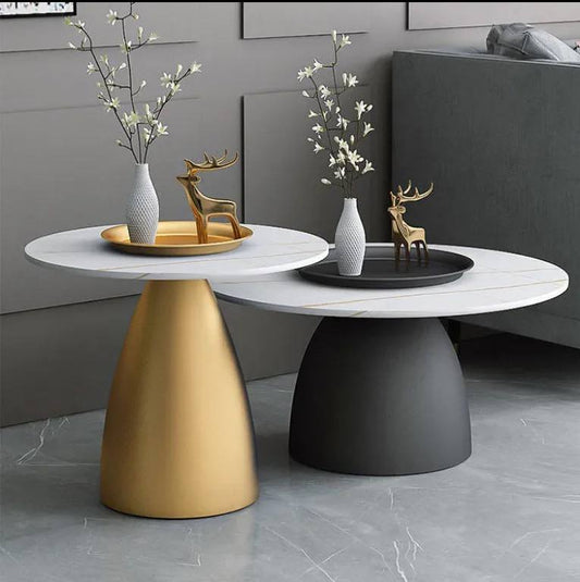 Modern luxury marble coffee table set (gold and black)